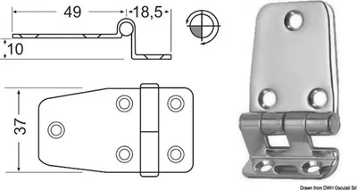 Zdjęcie produktu dla Zawias ze stali nierdzewnej polerowanej 67,5×37 mm Osculati 38.441.57