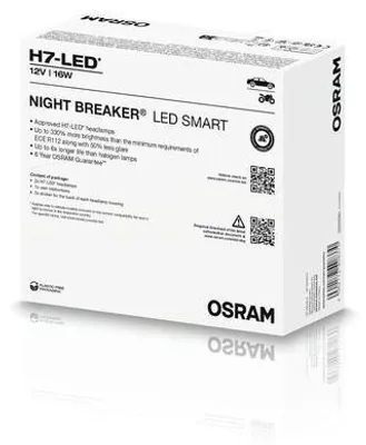 Produktbild von 2x OSRAM NIGHT BREAKER LED SMART H7 Fernlicht-Lampen 12V 16W 6000K PX26d +330%