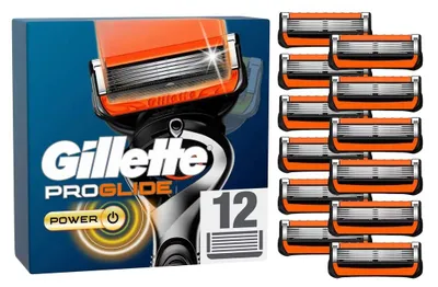 Produktbild von Gillette Fusion5 ProGlide Power, Männer, Gillette, ProGlide Power, Edelstahl, Schwarz, Orange, 12 Stück(e)