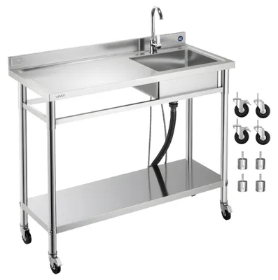 Zdjęcie produktu dla Zlewozmywak Vevor Ze Stali Nierdzewnej 1200X500X1055Mm Pojedynczy Mocny