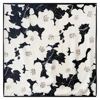Produktbild von Kamea Damen Halstuch 90x90 Schwarz Blumenmuster Beige