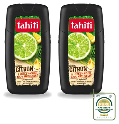 Immagine prodotto di 2 flaconi di bagnoschiuma Tahiti, profumato al limone e all'olio di cocco, idratante, 250 ml, confezione risparmio (2 pezzi)