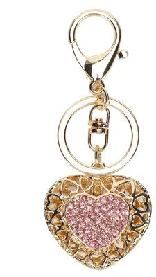 Image de Porte-clés pendentif cœur strass Accessoire pour sacs à main et porte-monnaie pour femmes