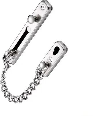 Immagine prodotto di INF Catenaccio di sicurezza per porta interna in acciaio inox con catena D'argento