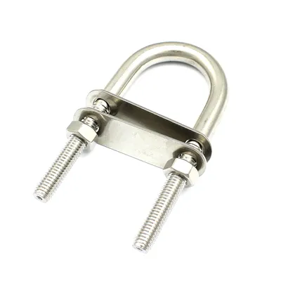 Produktbild von U-Bolzen M8 x 100 x 52mm mit 2 Platten 2 Muttern Bügel Edelstahl Befestigungsschlaufe