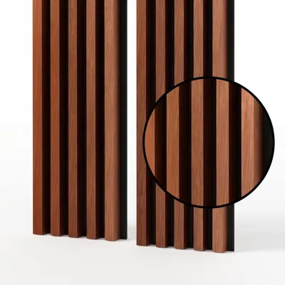 Produktbild von MEBANO. Akustikpaneele Holz 240 x 53 cm, Farbe: Kupfer Wandpaneele, Holzpaneele Wand, Moderne Lamellenwand auf Filz, MDF Wandverkleidung