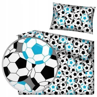 Produktbild von Designpremium Baumwoll-Bettwäsche Fußball-Muster 140x200 cm