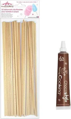 Zdjęcie produktu dla 25 pałeczek do waty cukrowej + pałeczka czekoladowa