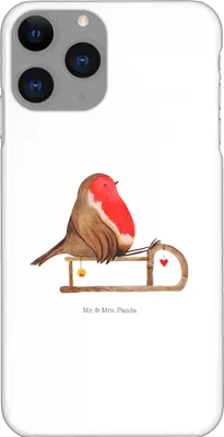 Produktbild von Mr. & Mrs. Panda Iphone 11 Pro Handyhülle Rotkehlchen Schlitten - Weiß - Geschenk, Weihnachten, Vogel, Premium Kunststoff, Handy Case