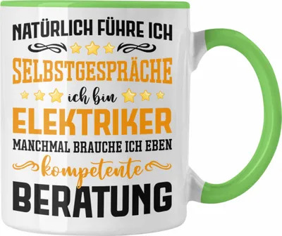 Produktbild von Trendation - Elektriker Tasse Spruch Männer Geschenk Lustig Gadget Geschenke Kaffeebecher Elektrotechniker (Grün)
