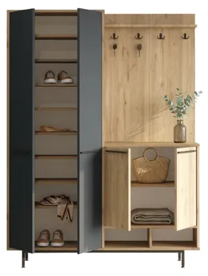 Produktbild von Tignale - Eingangsschrank, 147x36x196h cm Anthrazit, 12 Regale
