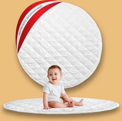 Produktbild von Famanu Spielmatte 110 cm - Dicke, runde, weiße Spielmatte mit Antirutsch
