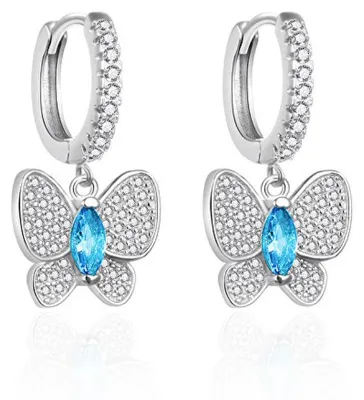 Image de Boucles d'oreilles argent papillon pour filles AGT-ED010KWBL.