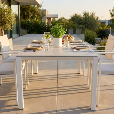 Immagine prodotto di Milani Home - tavolo da giardino allungabile, alluminio, 10 posti, bianco, piano 180 x 240 cm