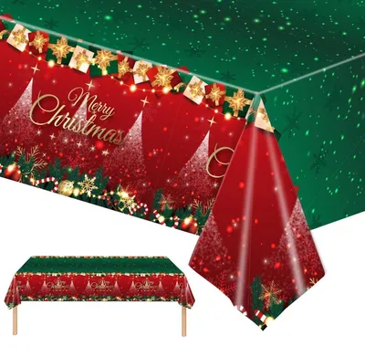 Productafbeelding van Kersttafelkleed, rood en groen, 137x274 cm, rechthoekig, polyester