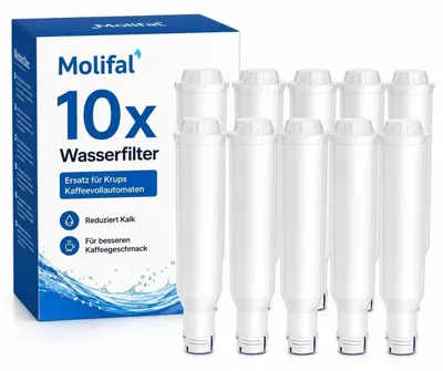 Productafbeelding van Waterfilterpatronen voor volautomatische koffiemachines, 10 stuks, compatibel met Krups F088/EA829S, AEG, Bosch, Siemens