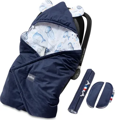 Produktbild von Bellochi Universal Baby Einschlagdecke set für Babyschale und Autositz Kinderwagendecke Fußsäck aus Baumwolle und Samt z.B. passend für Maxi-Cosi, Römer, Cybex - Verne