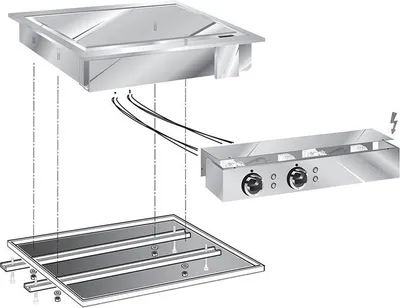 Produktbild von Mareno Drop-in" Grillplatte 60cm, Backfläche aus Edelstahl, 1/2 glatt-1/2 geriffelt"