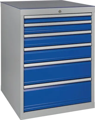 Produktbild von Schubladenschrank H1019xB705xT736mm lichtgrau/signalblau 6 Schubl.