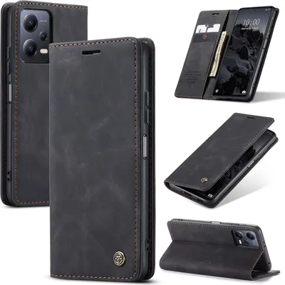 Produktbild von Xiaomi Poco X5 Hülle, Retro Kunstledertasche mit Standfunktion Schutzhülle für Xiaomi Poco X5 Schwarz