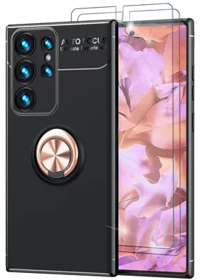 Obrázek produktu pro Kroužkové silikonové pouzdro pro Samsung Galaxy S23 Ultra, 2x ochrana displeje Rose Gold