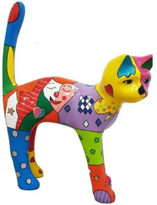 Obrázek produktu pro Casa Padrino Dekorativní figurka Kočka barevná v. 110 cm - Dekorativní socha odolná proti povětrnostním vlivům - Dekorace do obývacího pokoje - Dekorace do zahrady - Dekorativní figurka zvířete
