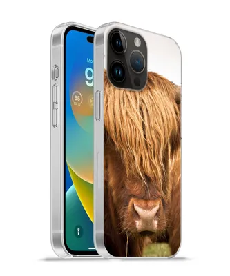 Produktbild von MuchoWow® Handyhülle Schutzhülle Hülle für Apple iPhone 14 Pro - Softcase Schottische Highlander - Braun - Gras Silikon Softcase Handy Hülle - Umschlag
