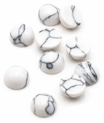 Produktbild von Vintageparts marmorierte Cabochons aus Howlith 6 mm, 10 Stück