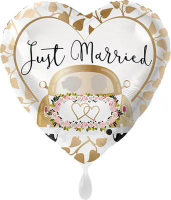 Produktbild von Just Married Herz Folienballon Auto 43cm