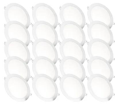 20er-Set LED-Einbau-Deckenleuchten 18W, rund, flach, 4200K