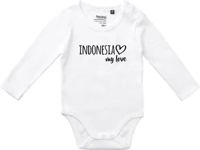 Produktbild von Huuraa Baby Body Indonesia my love 68 White  Baumwolle Fairtrade Langarmbody Geschenkidee