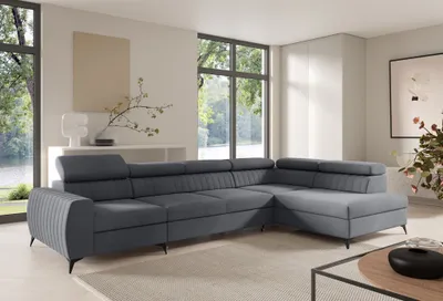Produktbild von Ecksofa Schlafsofa Sofa TORONTO XL Stoff Element Grau Ottomane Rechts