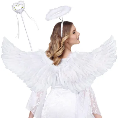 Imagen del producto de Alas de ángel con halo y varita mágica para decorar disfraces