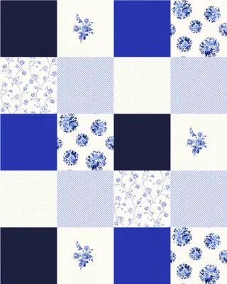Obrázok produktu pre ESTAhome XL-Tapete Patchwork Indigoblau 20 tapetových obkladov 53 x 53 cm