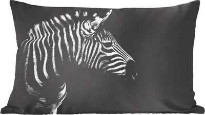 Produktbild von MuchoWow® Zierkissen Sofakissen Wohnzimmer Dekokissen 50x30 cm Zebra - Schwarz - Weiß - Porträt - Tiere - Wohnzimmerdekoration - Polster mit Photo