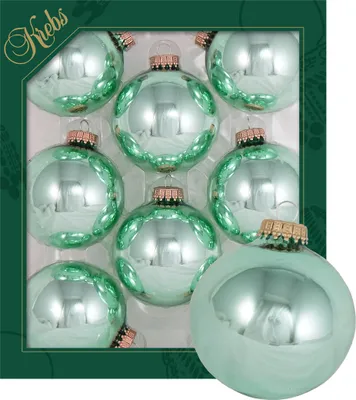 Produktbild von Krebs Glas Lauscha Kugeln im 8er Set - Hellgrün - Christbaumschmuck aus Glas - Unifarbende Kugeln - Größe: 7cm - 60007