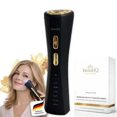 Produktbild von Gesichtsmassagegerät Lumèra - 6 Funktionen in 1 Gerät gegen alternde Haut, EMS & Radiofrequenz, Anti-Aging, Echtgoldaufsatz für Wärme-/Kälteleitung