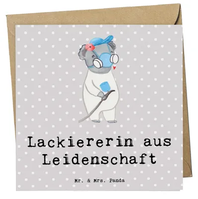 Produktbild von Mr. & Mrs. Panda Grußkarte Lackiererin Leidenschaft - Grau Pastell - Geschenk, Gesellenprüfung, Lustig, Witzig, Ausbildung, faltkarte, Glückwunschkarte, doppelkarte