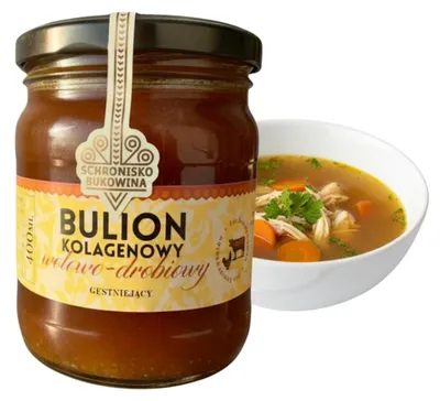 Image de Bouillon de volaille et de bœuf, enrichi en collagène, 400 ml - Schronisko Bukowina