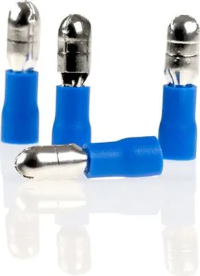 Produktbild von alca® Rundstecker blau 4,0mm 10St. 1,5-2,5 mm² AWG 16-14 teilisoliert männlich Rundsteckhülsen Quetschkabelschuhe Steckverbinder