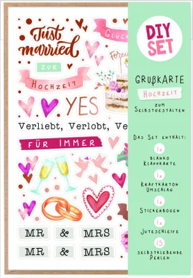 Produktbild von Hochzeit DIY Set individuell gestaltbar Bastelkarte mit Umschlag zu Selbergestalten