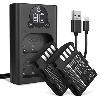 Immagine prodotto di CELLONIC 2x Batteria per Fotocamera Compatibile con Panasonic Lumix DC-GH5, Lumix DMC-GH4, Lumix DMC-GH3, DMW-BLF19 – (1600mAh, 7.4V) + Caricabatterie Doppio