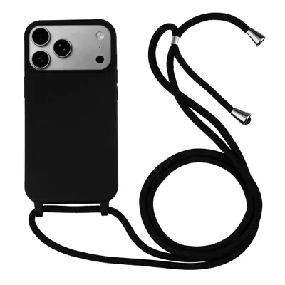 Produktbild von Handyhülle Schwarz mit Handykette Band für IPhone 17Pro Silikon Schutzhülle Band zum Umhängen