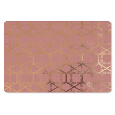 Produktbild von MuchoWow® Schreibtischunterlage Muster - Luxus - Gold - Rosa 60x40 cm - XXL Mauspad - Großes Mauspad