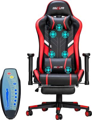 Fotel gamingowy, funkcja masażu, ergonomiczna konstrukcja, RED