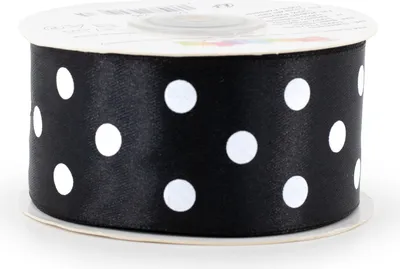 Produktbild von Satinband mit Punkten 38mm x 25m Rolle Schwarz