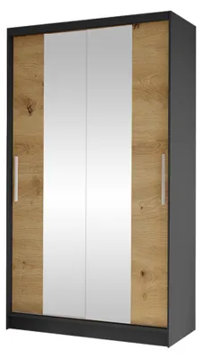 Produktbild von MIRJAN24 Schiebetürenschrank Costa II, Kleiderschrank, Stilvoll Schlafzimmer Garderobenschrank (Farbe: Schwarz / Artisan Eiche)