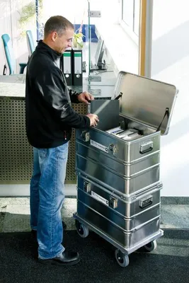Produktbild von Günzburger Steigtechnik Transportkiste Alu stapelbar 415 l - 011182