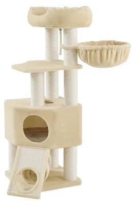 Produktbild von Großer Kratzbaum für Katzen mit Katzenhaus | Beige | 50x50x141 cm