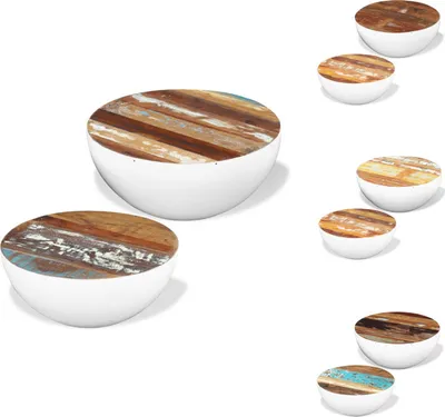 Produktbild von vidaXL 2-tlg. Couchtisch-Set Halbkugel Altholz -  Couchtische